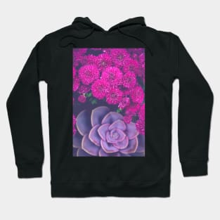 Autumn Flowers and Echeveria Hoodie